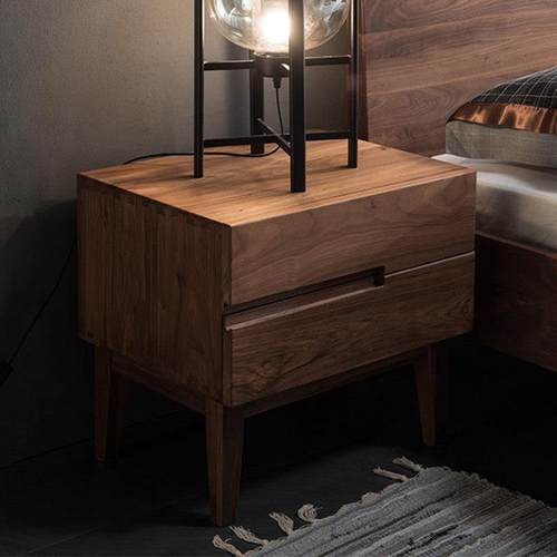北欧实木床头柜北美FAS级黑胡桃木储物柜简约现代床边收纳小柜子