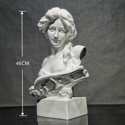 琴女树脂雕像样板间简约酒柜石膏头像软装饰艺术品办公室摆件大号