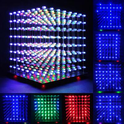 乐涛3D8光立方DIY套件 彩色8X8X8LED单片机电子DIY制作 3D上位机