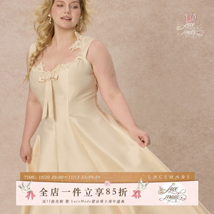 LaceMade大码女装 古堡婚约 法式复古宫廷风礼服连衣裙白色长款