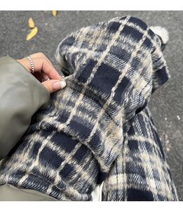 300斤大码复古毛呢加绒格子裤女潮秋冬胖妹妹宽松显瘦高腰阔腿裤