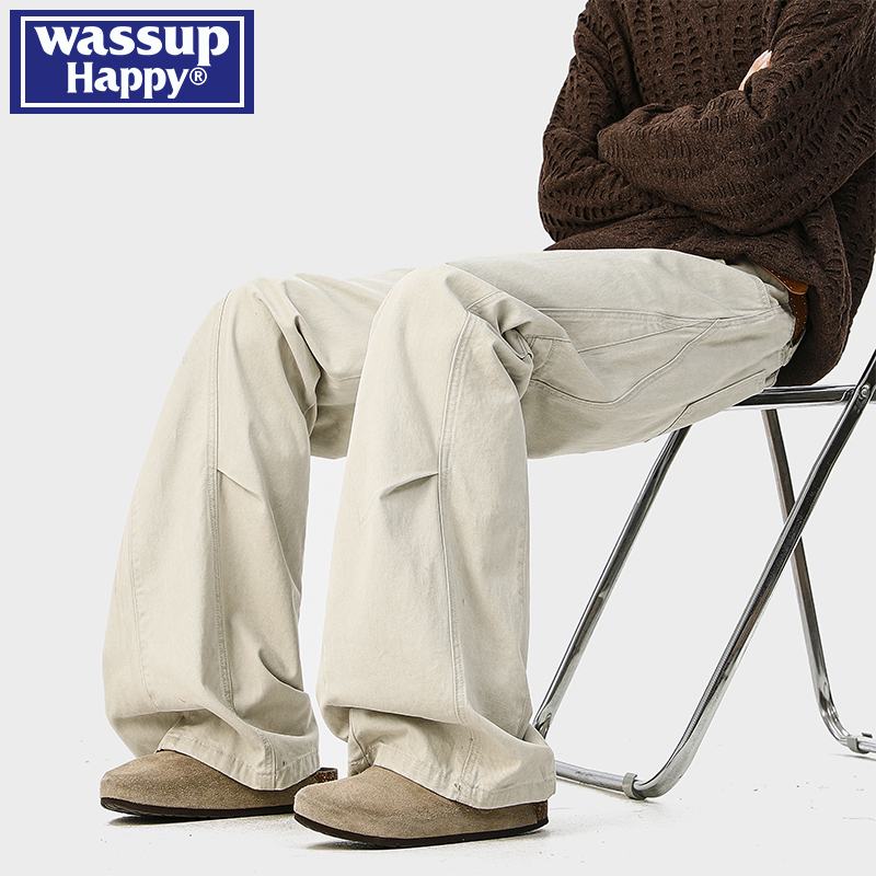 WASSUPHAPPY秋冬直筒休闲裤子男