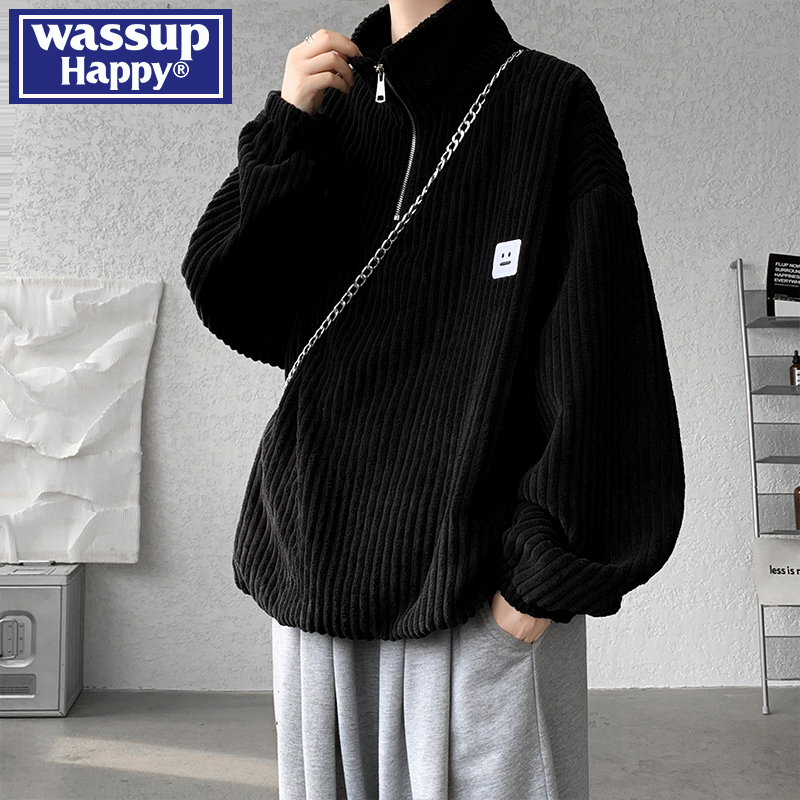 WASSUPHAPPY半拉链软糯立领卫衣