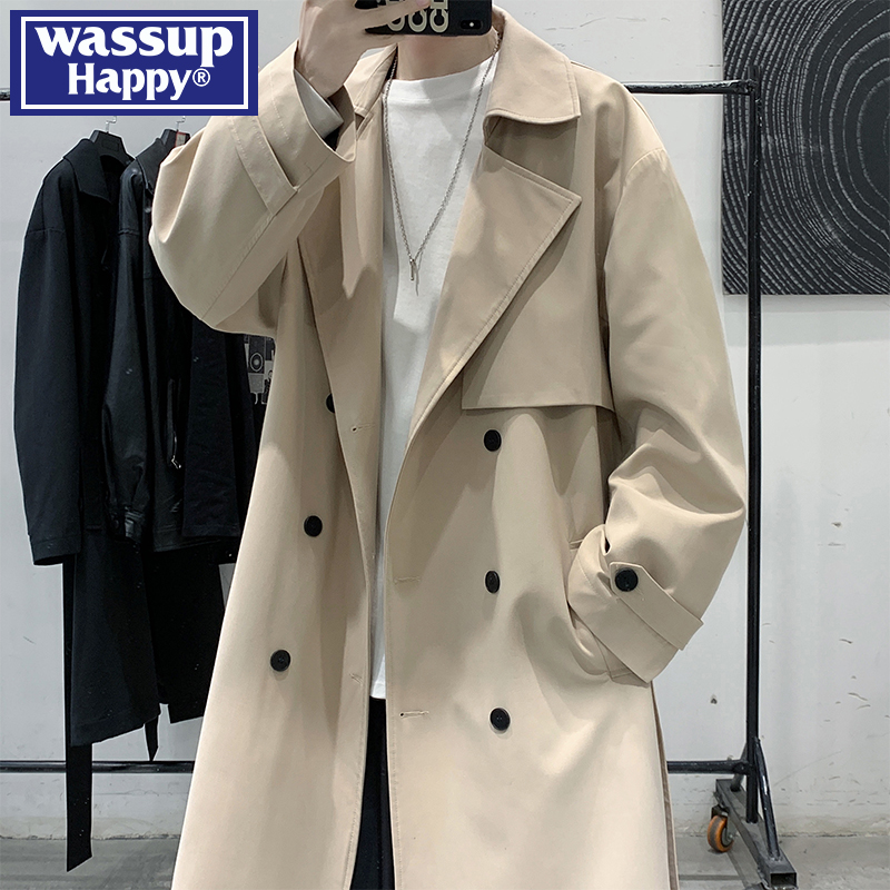 WASSUPHAPPY中长款风衣外套男士