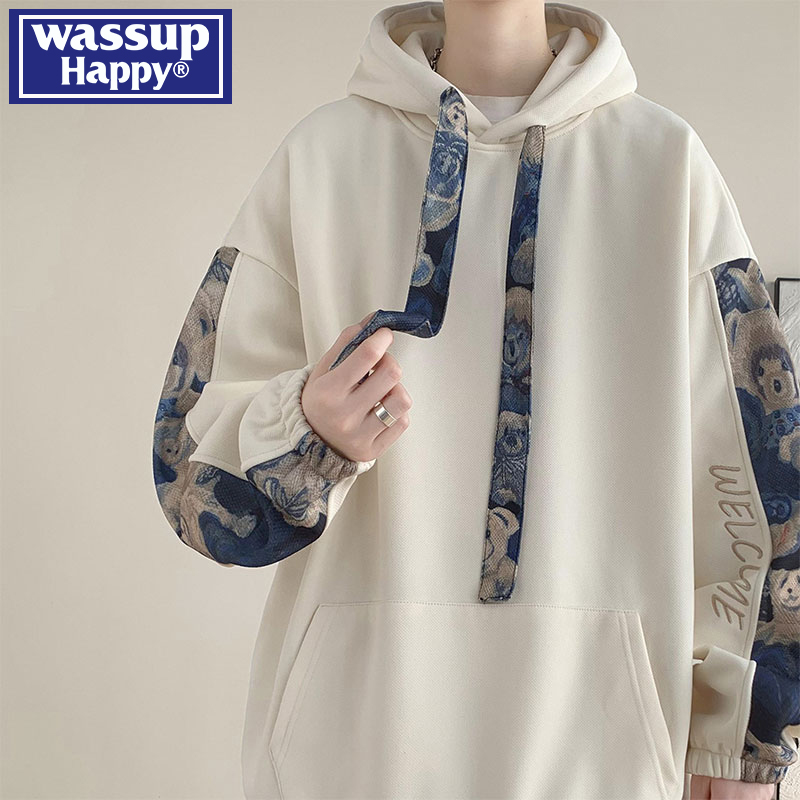 WASSUPHAPPY秋季连帽卫衣外套男