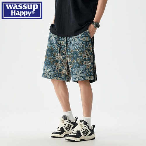 WASSUPHAPPY潮牌休闲五分裤男士