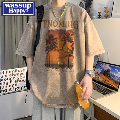 WASSUPHAPPY夏季纯棉短袖t恤男