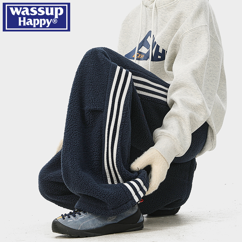 WASSUPHAPPY重磅羊羔绒加厚棉裤