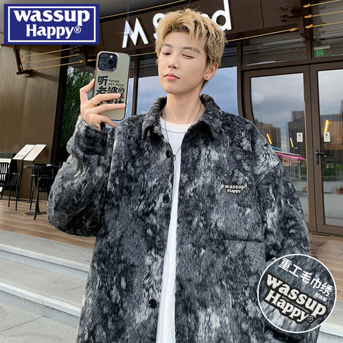 WASSUPHAPPY秋冬翻领夹克外套男