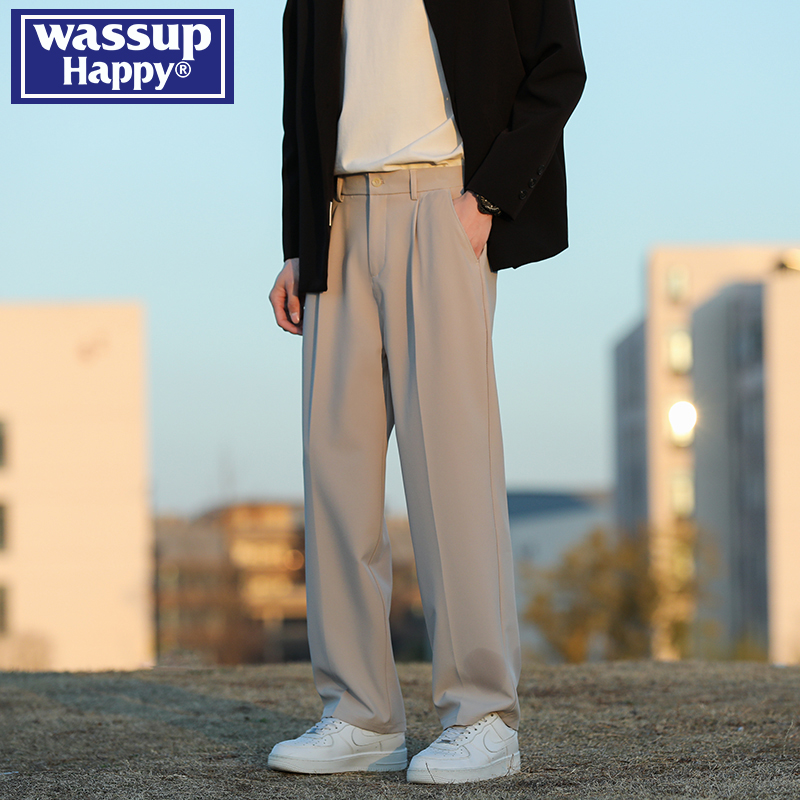 WASSUPHAPPY秋冬直筒休闲裤子男