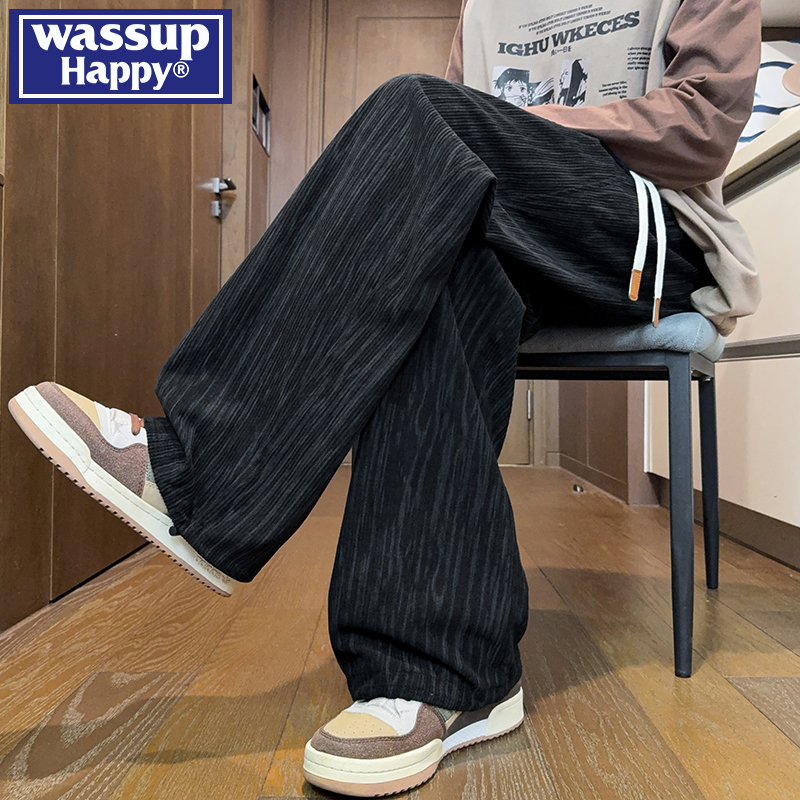 WASSUPHAPPY春秋直筒休闲裤子男