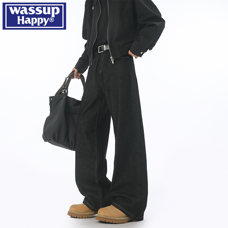 WASSUPHAPPY复古垂感牛仔裤子男