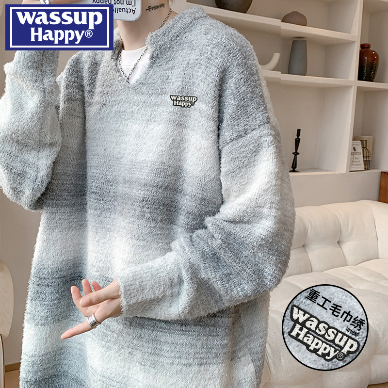 WASSUPHAPPY日系慵懒风条纹毛衣