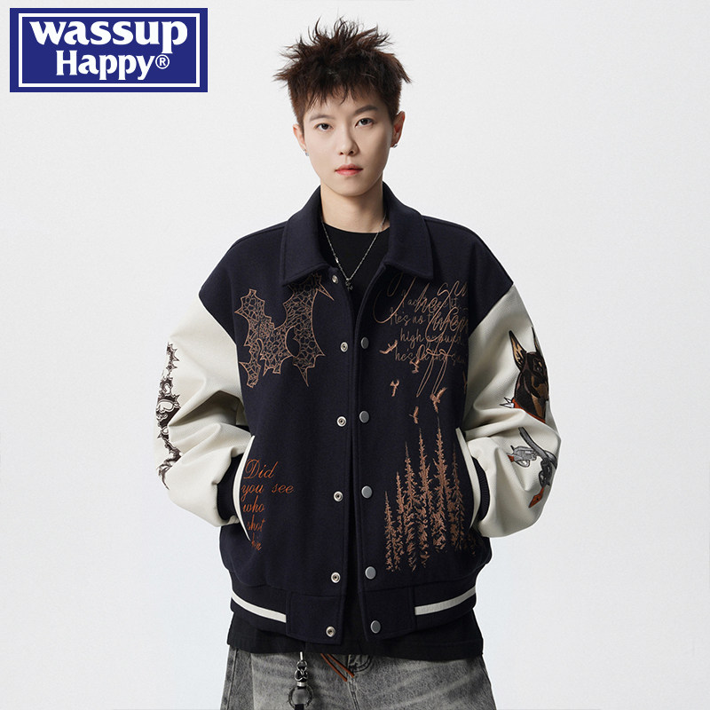 WASSUPHAPPY春秋立领夹克外套男图片