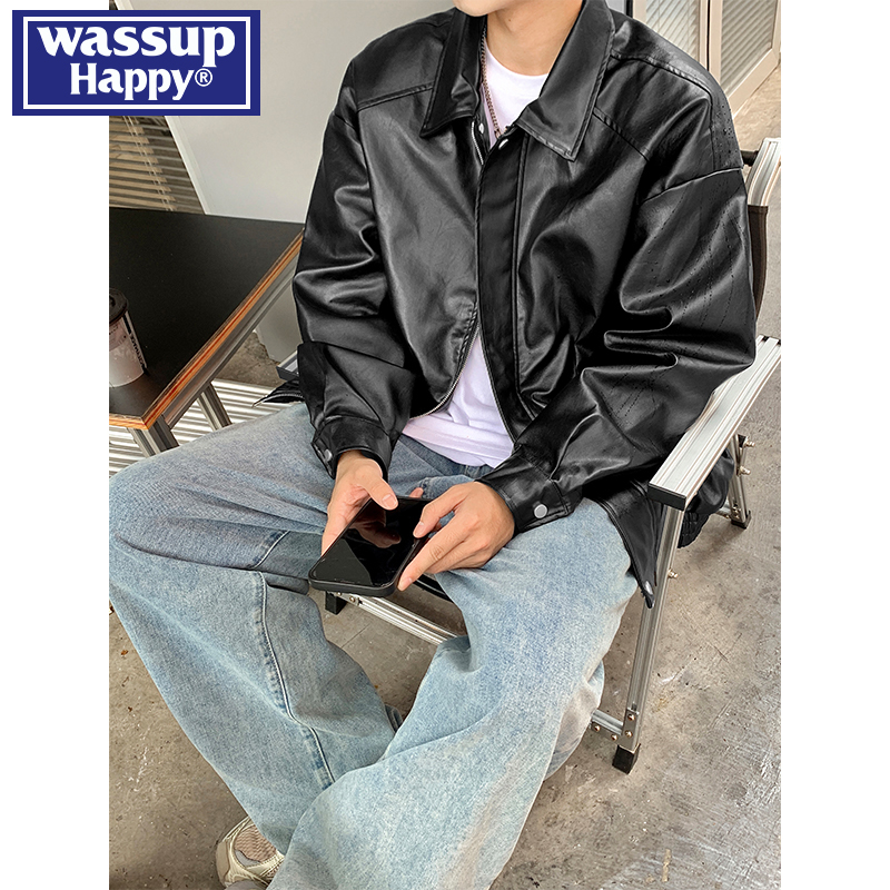 WASSUPHAPPY春秋翻领夹克外套男