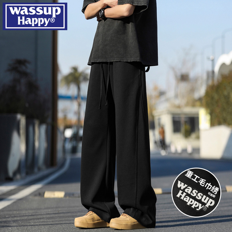 WASSUPHAPPY春秋直筒休闲裤子男