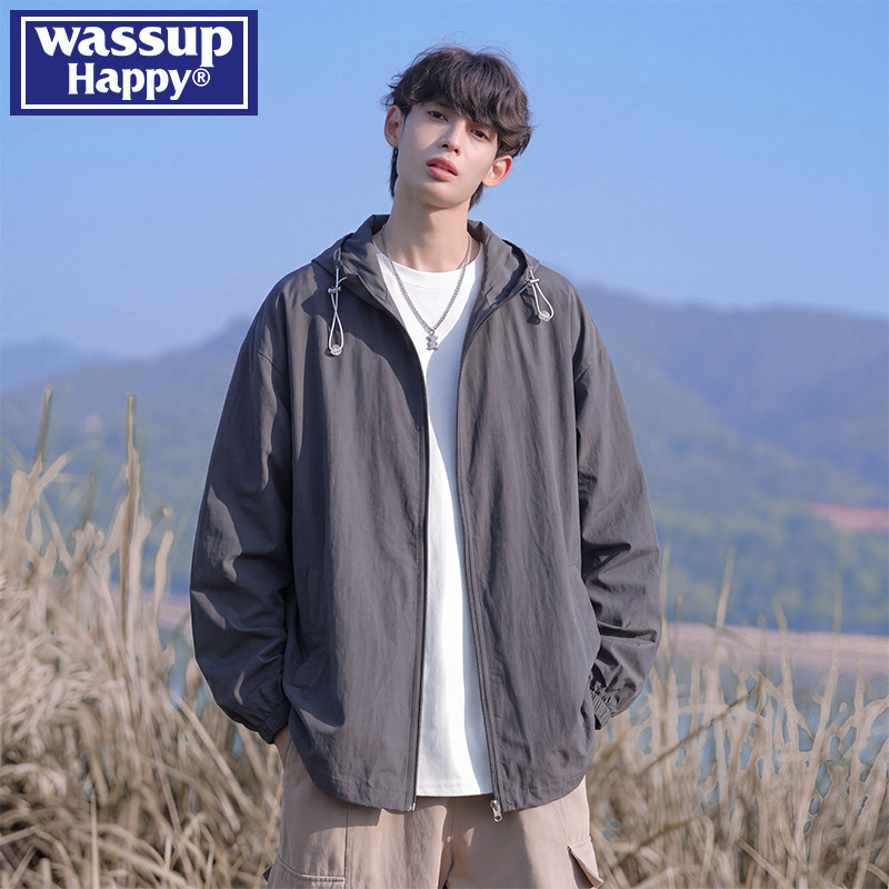 wassup happy轻薄冰丝防晒衣外套男夏季新款防紫外线皮肤衣防晒服