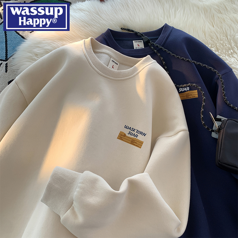 WASSUPHAPPY秋冬季圆领卫衣男