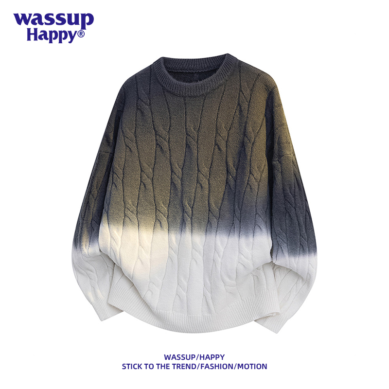 WASSUPHAPPY秋冬圆领毛衣打底男