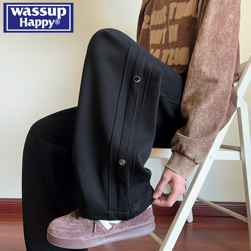 WASSUPHAPPY秋季直筒休闲裤子男