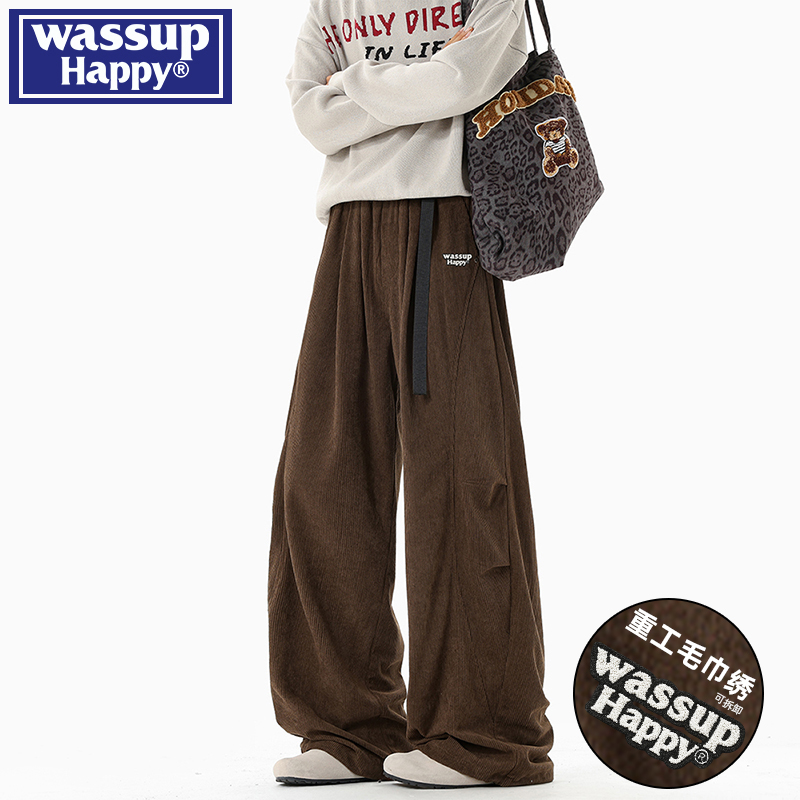 WASSUPHAPPY秋冬直筒休闲裤子男