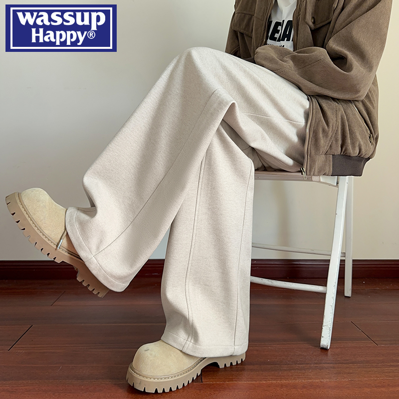 WASSUPHAPPY复古重磅阔腿裤子男