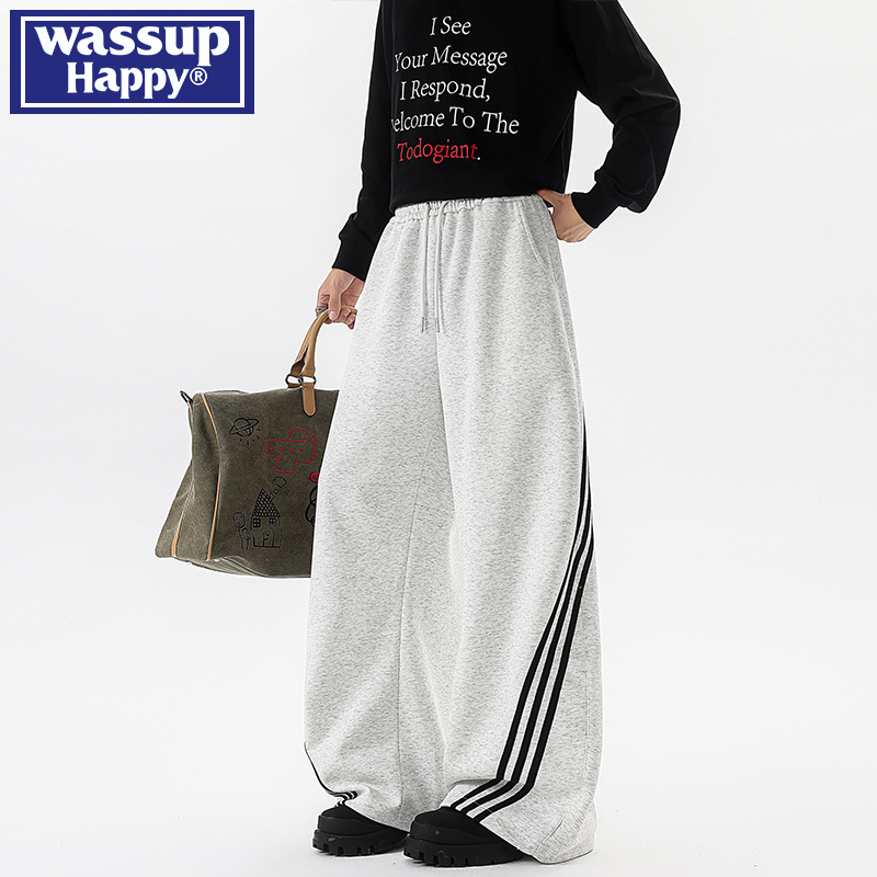 WASSUPHAPPY秋冬直筒休闲裤子男