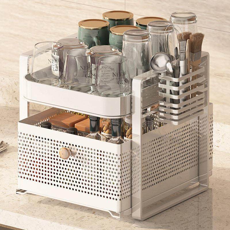 抽拉式杯架子置物架水杯茶杯具玻璃收纳桌面双层托盘家用沥水AAC,家庭/个人清洁工具,杯架,淘宝优惠券,粉丝福利购,淘宝优惠卷