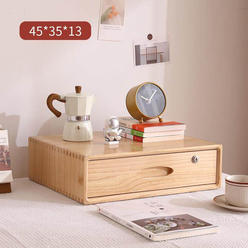 实木带锁桌面收纳柜大号桌上储物整理盒大容量抽屉式置物柜多功能,收纳整理,收纳柜,淘宝优惠券,粉丝福利购,淘宝优惠卷