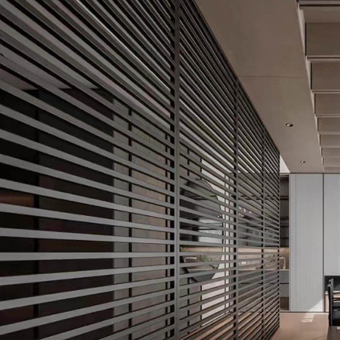 格栅屏风隔断金属不锈钢铁艺碳素钢铝合金一字条纹横向条子定制