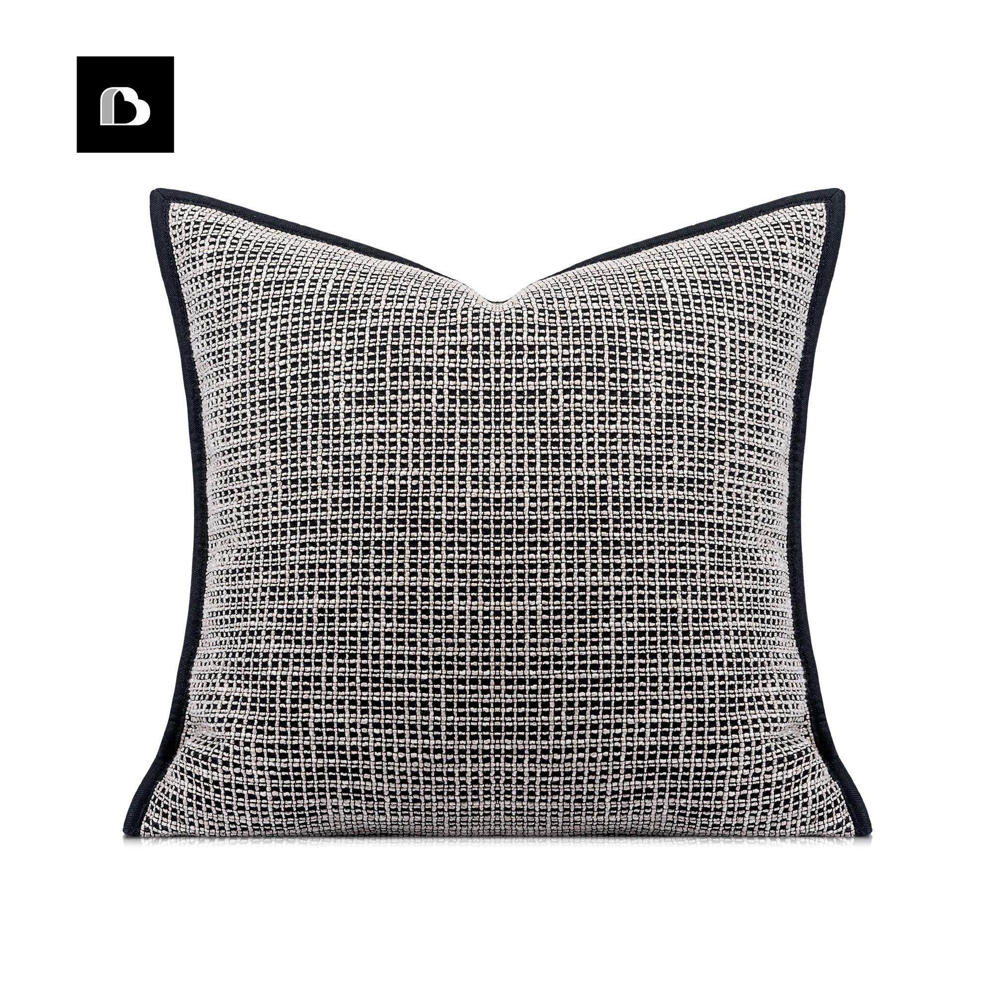 柏洛斯北欧轻奢风灰黑色格子棉麻包边沙发样板间定制抱枕床头靠垫,居家布艺,靠垫/抱枕,淘宝优惠券,粉丝福利购,淘宝优惠卷