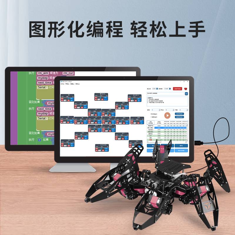 开源多足六足机器人视觉语音交互仿生蜘蛛51arduinoSTM32开发套件
