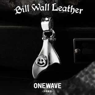 BillWallLeather小号鲸鱼尾镂空爱心笑脸吊坠BWL纯银项链情侣饰品