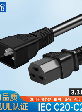 C20转C21电源线 3X12AWG服务器电源线20A大功率 三芯电源延长线