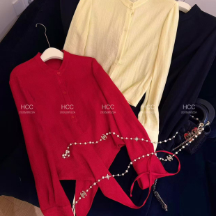 一念店26年早春打结下摆百搭纯色针织开衫 010 888