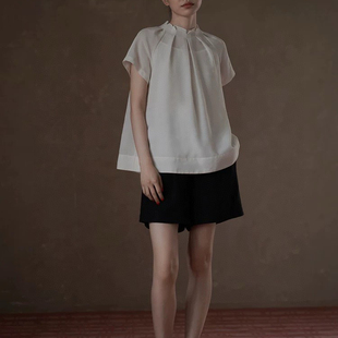 无配件 一念轻奢简大牌老钱新中式 小衫 打褶立体花短袖 t996 爆款