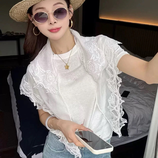 不含下装 配丝巾 w872 T恤 一念设计感优雅绝美气质显瘦圆领短袖