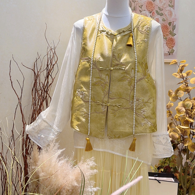 一念夏上新新中式植物绣花盘扣设计气质马甲(只卖马甲)YS1-9236