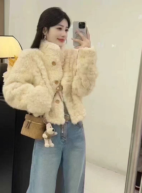 一念韩系环保毛毛休闲短外套8977