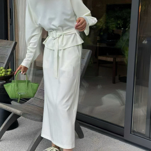 一念轻奢店夏上新设计感蕾丝花边收腰上衣 J819 半裙套装