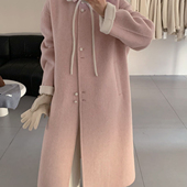 一念蝶结帽子翻领长款 B9006 含100羊毛 羊毛外套 配可拆卸帽子