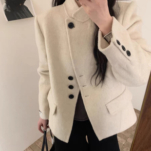 念复古单排扣气质收腰显瘦双面羊毛外套 6122 含15.7羊毛