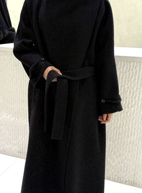 一念店新款高级感长款气质羊毛外套(配腰带)（含100澳毛）26003-2