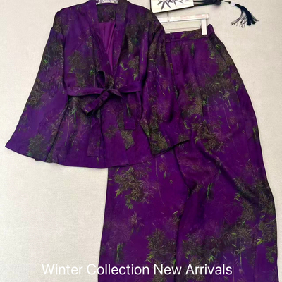 一念26年春款国风高级复古气质短外套+休闲裤套装ys-3614