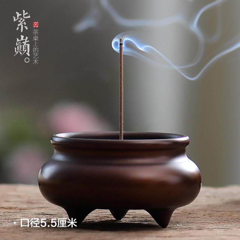 紫巅小号纯黄铜香炉家用室内檀香炉供佛茶道创意香薰炉供奉薰香炉