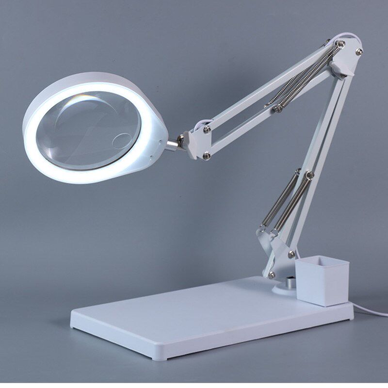 PDOK夹台式放大镜带灯LED织补缝补纺织挑燕窝电子维修专用工作台