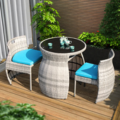 阳台小桌椅三件套家用公寓室内室外岩板茶几藤椅休闲茶桌椅组合