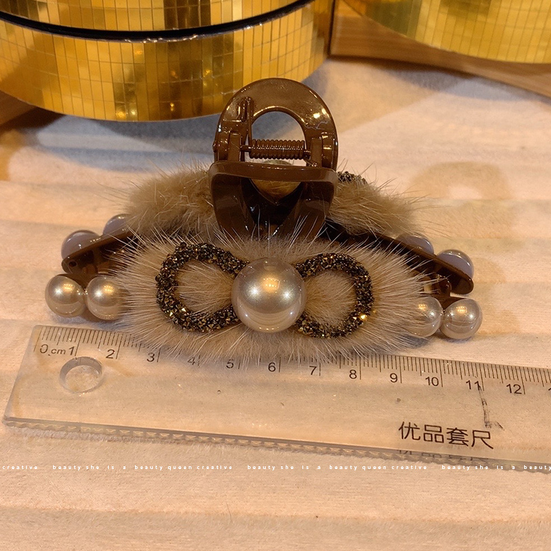 韩国东大门珍珠水钻蝴蝶结抓夹