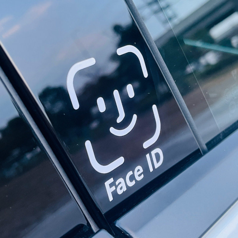 笑脸人脸识别表情汽车贴纸车玻璃扫脸贴画人脸识别认证登录提示贴