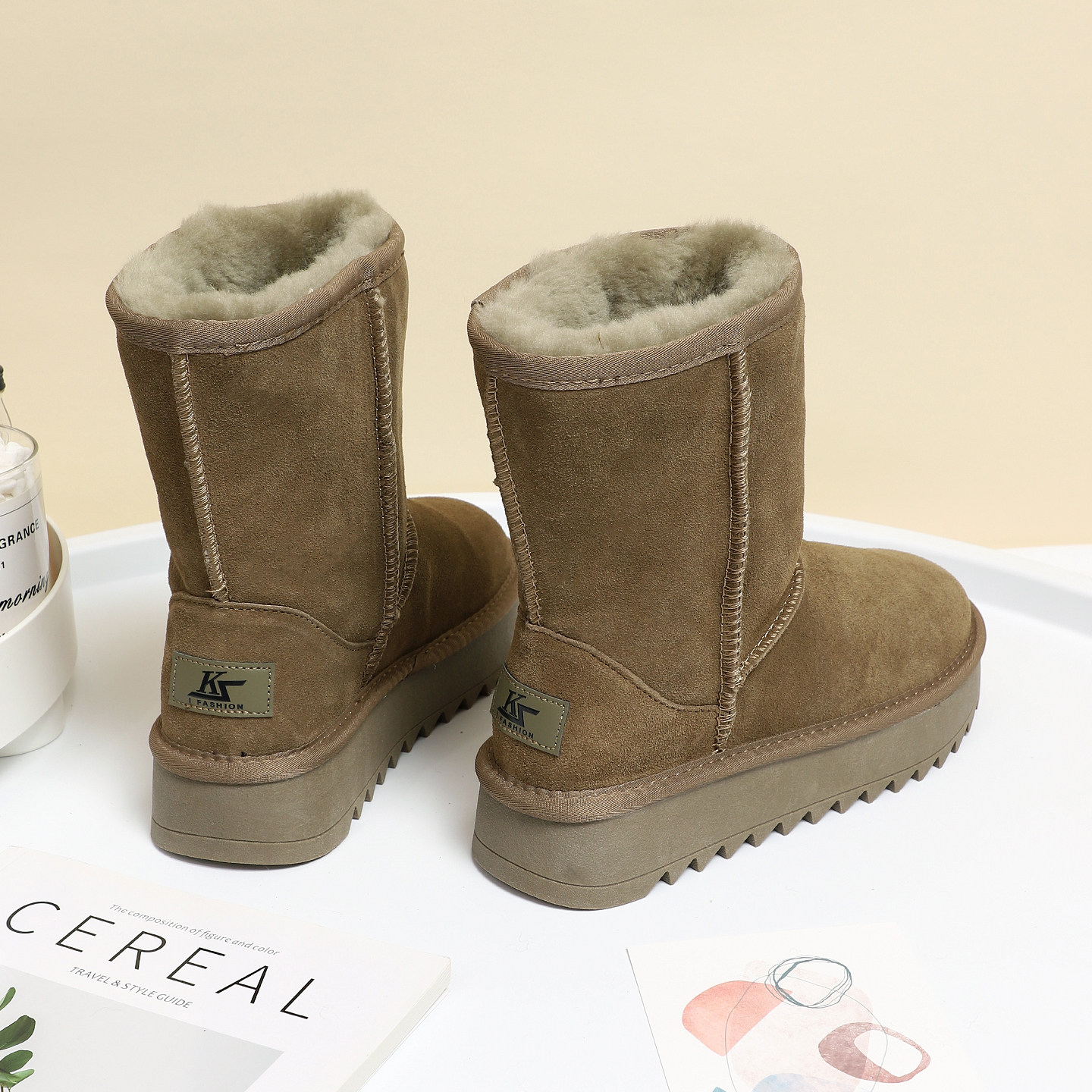 全羊毛雪地靴女士2025冬季新款加厚保暖防滑真皮中筒靴子时尚棉鞋,女鞋,时尚雪地靴,淘宝优惠券,粉丝福利购,淘宝优惠卷